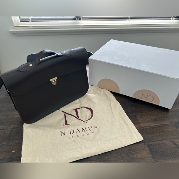 N’Damus London Handbags - Brown Leather Satchel - Briefcase Bag